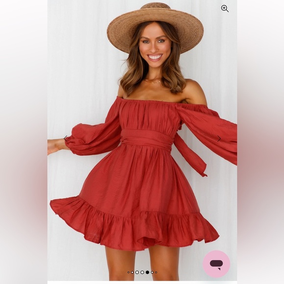 Hello Molly Off-Shoulder Rust Mini Dress This is Espionage Dress Rose - Picture 8 of 13